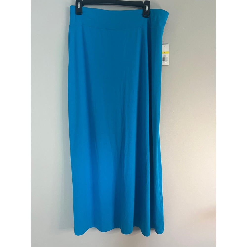 Kim Rogers Womens Turquoise Blue Knit Maxi Skirt Medium NWT